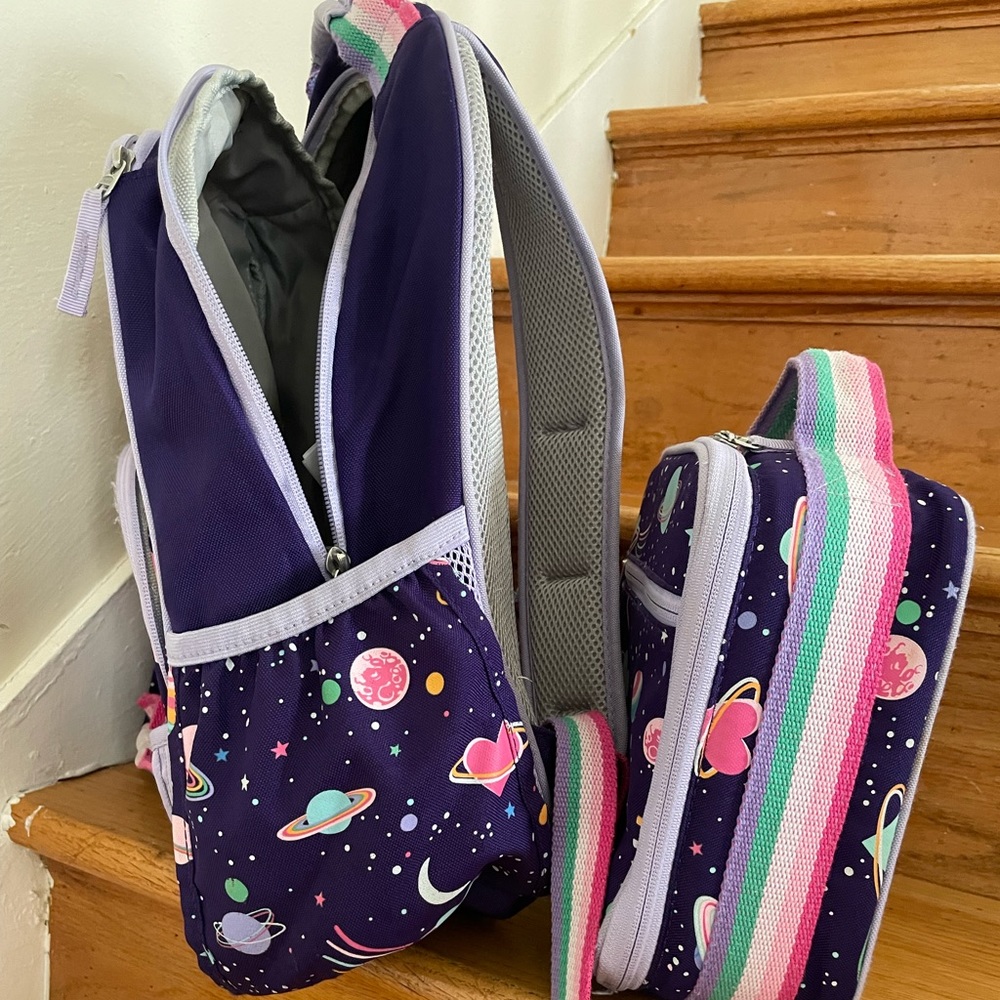 Mackenzie Rainbow Galaxy Heart backpack Lunch Bag Set - Picture 12 of 16
